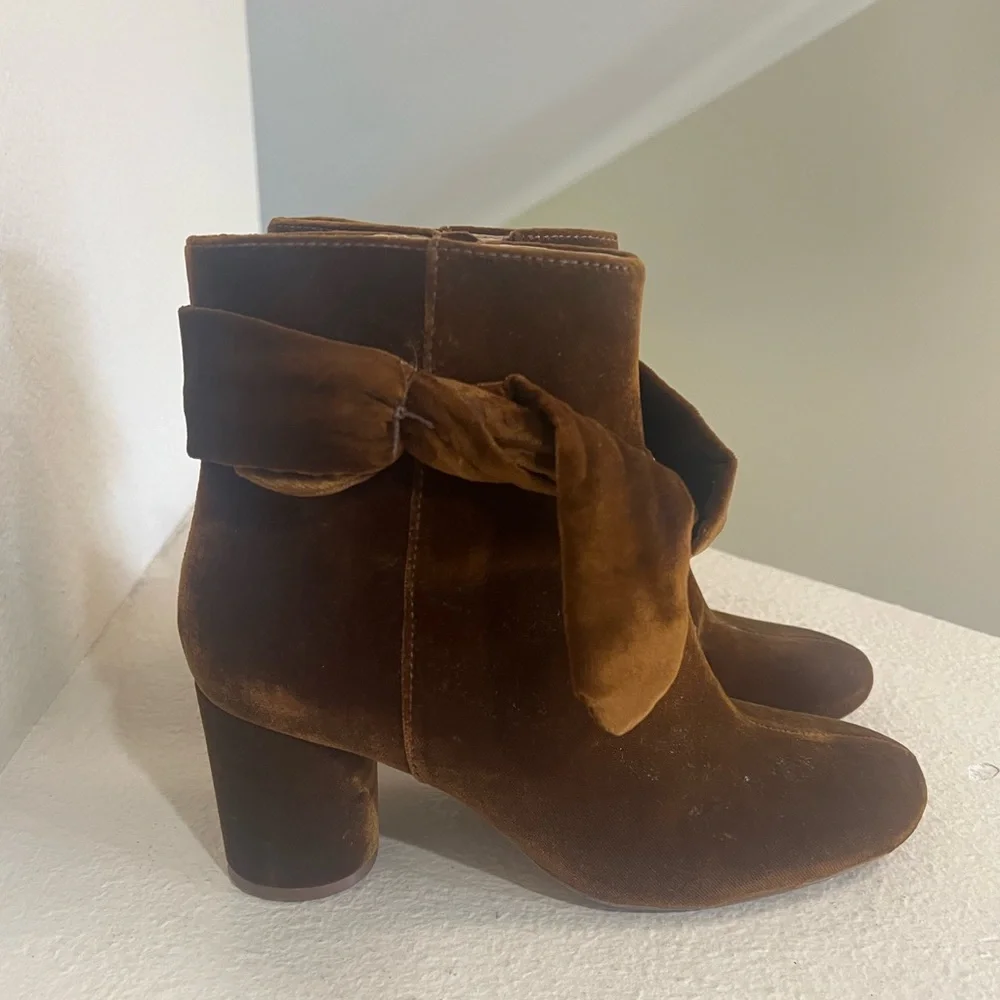 MADEWELL The Esme Brown Velvet‎ Knot Tie Boots -8